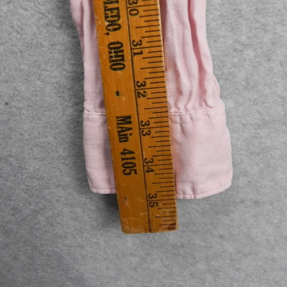 Banana Republic Linen Shirt Mens XL Garment Dye Pink Long Sleeve Button Down Top